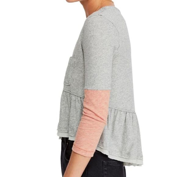NWT Free People Heart of Mine Colorblock Crop Tee - Picture 3 of 4